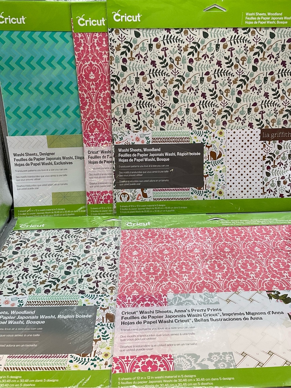 5 pks Cricut Washi Paper Sheets - Designer -Woodland -Anna's Pretty Prints 12x12